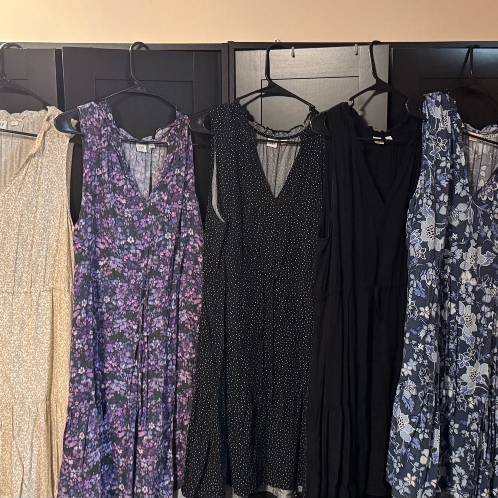 GAP Factory Purple Cream V-Neck Midi Sundress